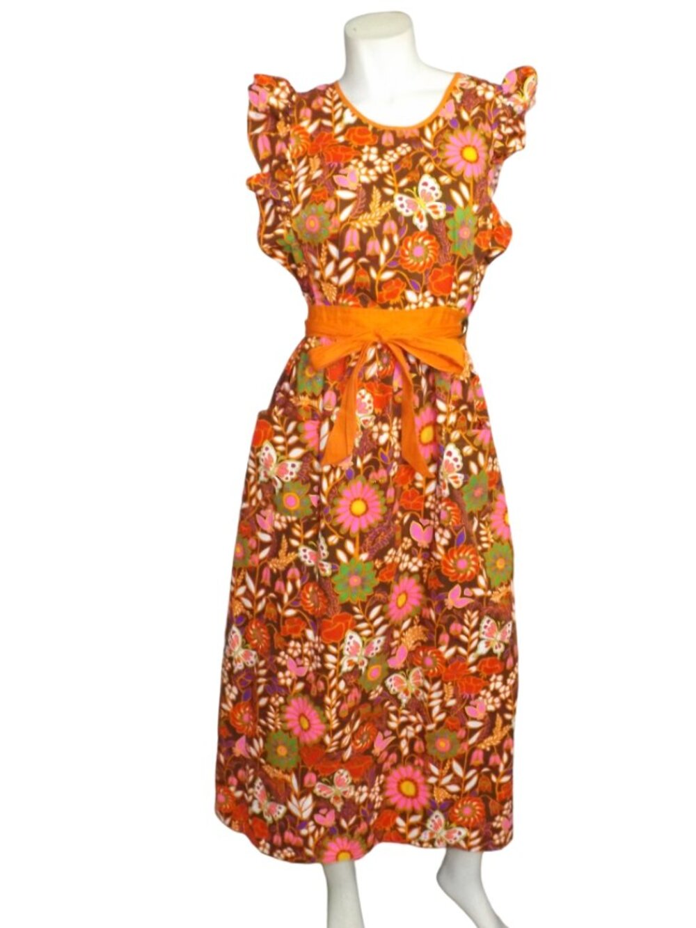 DESIGN HOUSE Apron Wrap Dress, M/L, Pinafore, Mod Psycodelic print, Midi/Maxi
